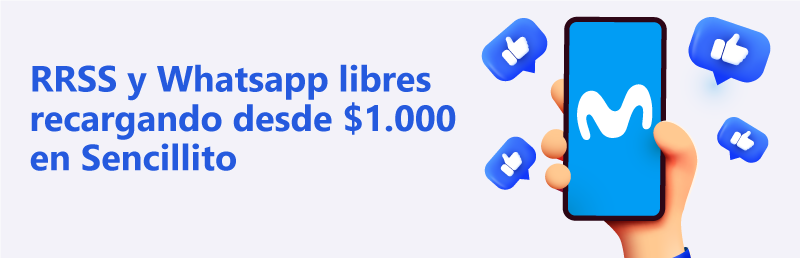 Recarga movistar en sencillito y obten redes sociales libres durante abril