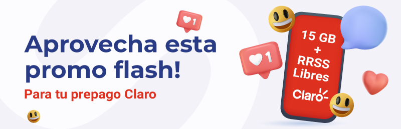 Promocion Claro bolsa 15 gb rrss libres por 2500 pesos recarga en linea